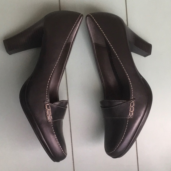 Axcess Black Leather Platform Penny Loafers 8.5M - Picture 4 of 8